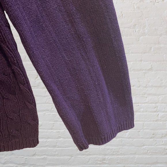 VINTAGE VILLAGER SPORT (LIZ CLAIBORNE) -- Sweater, Purple Cable Knit Long Sleeve - Picture 8 of 12
